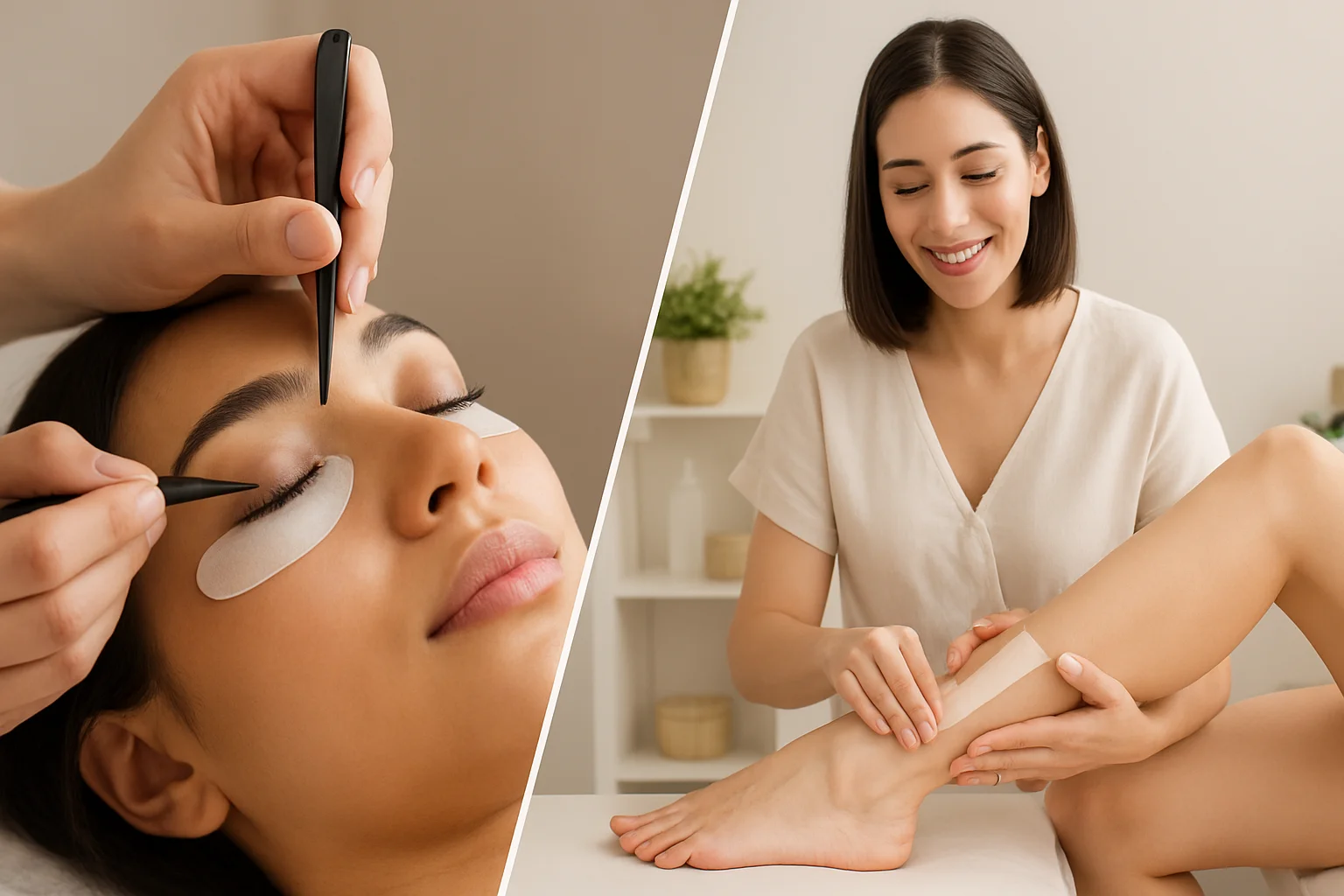 Comparison of beauty service prices in Batam and Singapore, featuring eyelash extensions, hair waxing, and nail salon serv...