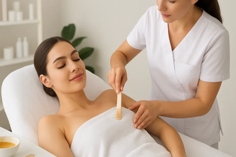 Female beauty services in Batam including eyelash extensions, hair waxing, and nail salon offerings