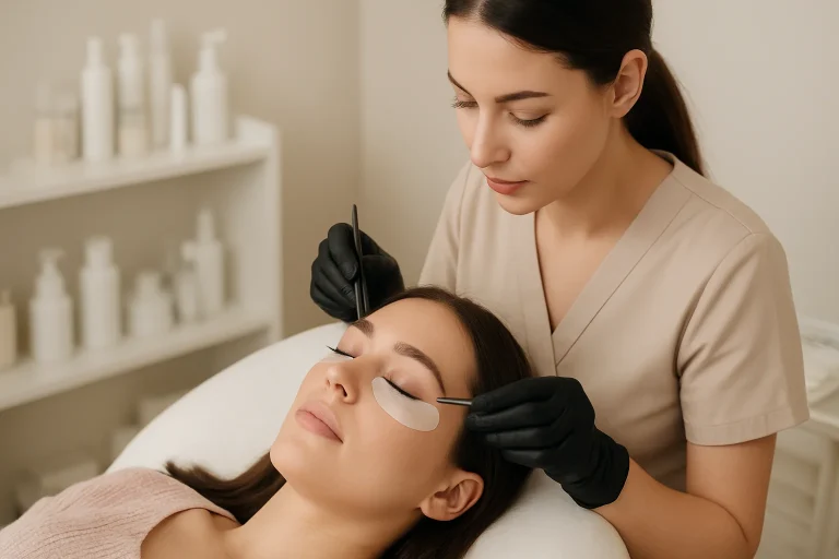 Beauty services in Batam featuring eyelash extensions, hair waxing, and nail salon expertise for women