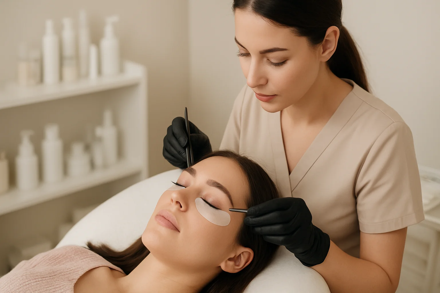 Beauty services in Batam featuring eyelash extensions, hair waxing, and nail salon expertise for women