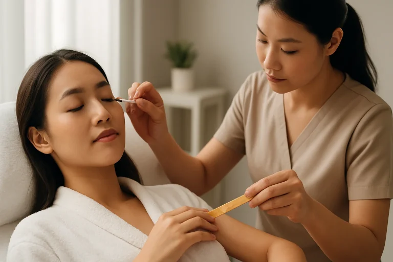 Tips for maximizing your salon visit in Batam, featuring eyelash extensions, hair waxing, and nail services for women
